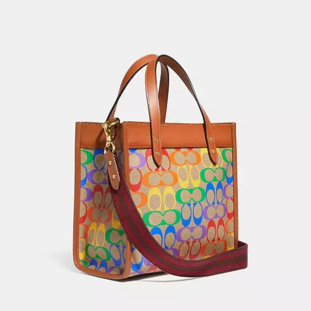 Coach Bags Field Tote 22 Rainbow Signature Canvas Pride Collection - Picture 4 of 15